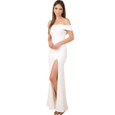 New dress hot selling women's cocktail party one word neck side slit popular evening dress