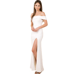New dress hot selling women's cocktail party one word neck side slit popular evening dress