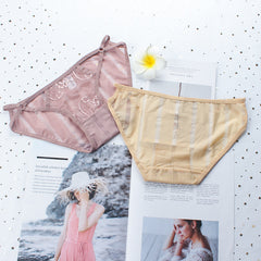 6 pieces of seamless underwear women's mesh waist breathable women's sexy transparent cotton crotch women's briefs