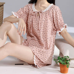 Summer female nightdress cotton gauze kimono nightgown thin section Japanese sweet home service pajamas