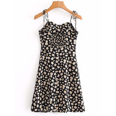 فستان قصير مثير بحمالات سباغيتي للشاطئ مطبوع عليه زهور بدون أكمام فساتين بدون ظهر للسيدات غير رسمية بوهو فيستدوس موهير