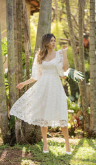 Lace dress temperament commuter mid-waist solid color lace pink lace-up dress