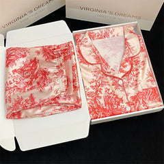 Tie-dye powder comfortable silk long-sleeved women's pajamas home clothes thin suit