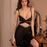 الخرز الديكور مثير حبال ملابس خاصة النساء الدانتيل الخامس الرقبة الصليب باس النوم الإناث الصيف الملابس الداخلية Beautyback ثوب النوم