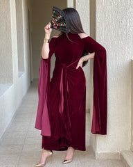 Elegant Velvet Waist Pack Hip Dress