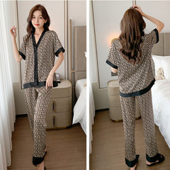 Pajamas women's short-sleeved trousers ice silk - thin section net red style fashion outerwear silk spring suit