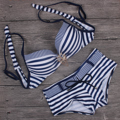 striped Boxer Bikini Swimsuit