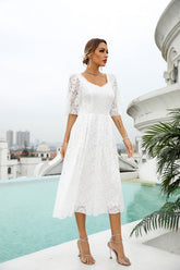 Lace dress temperament commuter mid-waist solid color lace pink lace-up dress