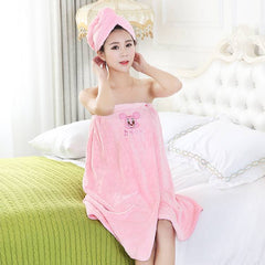 Women girl Flannel home BathRobe Solid bow lady bath robe Absorbent bath towel dry fast large size nightrobe