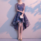 Ladies Round Neck Sleeve Lace Banquet Short before Long Party Dress L544