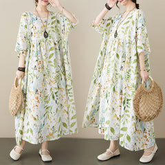 Simple middle-aged and elderly mothers' pastoral style elegant beach skirt pullover short-sleeved 2023 foreign trade dress female