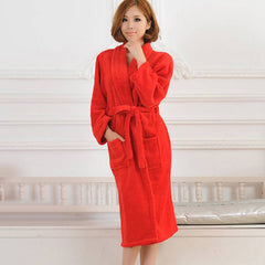 Winter Warm Thick Fleece Bathrobe Women Knee Length Bath Robe Soft Thick Bridesmaid Robes Female Dressing Gown Sleepwear