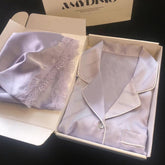 بيجامة جاكار وطباعة رقمية للسيدات صيفية من الحرير الجليدي بقسم رفيع - شورت قصير الأكمام ذو قيمة