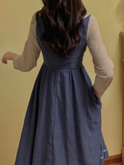 فستان كوري طويل الأكمام ميدي للنساء تصميم فيونكة فستان حفلات ضيق غير رسمي لخريف 2022 فستان بوهو أنيق ملابس نسائية