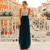 Europe and the United States new waist-length slim off-the-shoulder strapless sexy evening dress