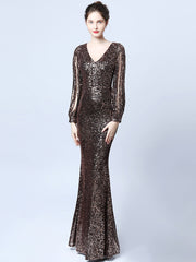 أزياء السيدات مثير الخامس الرقبة الصلبة اللون فستان سهرة مطرزة