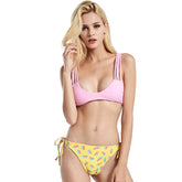 European and American sexy bikini women's swimsuit printing pink watermelon double-sided clothing bikini