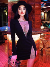 2022New الصيف النساء السود كم طويل ضمادة فستان مثير الجوف خارج الديكور Bodycon نادي المشاهير المدرج حفلة فستان قصير