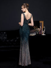 Ladies Fashion Sexy Sequins Banquet Evening Dress Mermaid Skirt