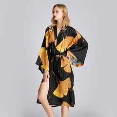 Women Satin robe Kimono Gown Lounge Oversized Bathrobe Long Sleeve Intimate Lingerie casual Bathrobe Sleepwear nightware dress party outside