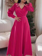 Rose Red Elegant Hot Diamond Neckline Waist Dress