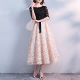 Ladies Round Neck Sleeve Lace Banquet Evening Dress L218