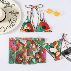 New European and American sexy three-piece bikini skirt swimsuit female spot swimsuit