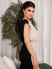 Elegant paneled fanny pack hip satin dress