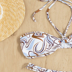 Spot Europe and the United States foreign trade new bikini sexy printing split female swimsuit bikini