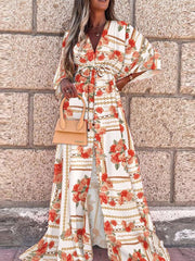 بيكيني بلوزة بوهو طباعة المرأة فستان ماكسي الصيف البوهيمي شاطئ T فستان مثير زهرة تونك فستان طويل