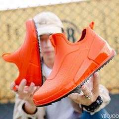 أحذية رجالية للتنزه في الهواء الطلق مانعة للانزلاق أحذية المطر لصيد الأسماك من Shaxi أحذية عمل سوداء متينة أحذية صيد مطاطية مقاومة للماء