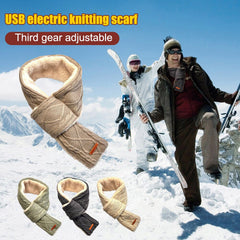 Fashion Electric Heated Winter Scarf Three Gear Regulation Electric Heating Neckerchief Collar for Indoor Outdoor Camping Hiking