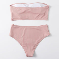 Waist Bikinis Swimsuit Women Sexy Strapless Swimwear Summer Female  Tube Top Two Pieces  Set 2021 Bathing Suits