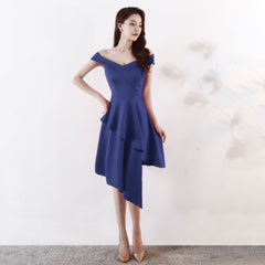 عرض ساخن فستان سهرة جديد شتوي قصير للولائم فستان نسائي موضة بكتف واحد من الأمام قصير من الخلف بذلة طويلة للاجتماعات السنوية