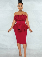 Feminino festa bodycon tube topos vestido sexy peplum sem encosto magro plissado primavera celebrar noite ocasião vestidos elegantes 2022