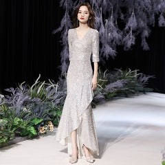 Best-selling new high-end evening dress skirt female 2023 new temperament banquet noble fishtail silver celebrity host high-end elegance