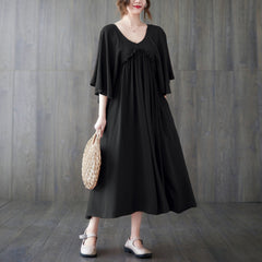 temperament sweet lady solid color seaside holiday wind leisure loose hanging long dress female summer
