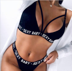 Set Perspective Three Point Letter Bikini Swimsuit Underwear