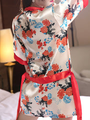 Ladies solid color silk nightgown bathrobe