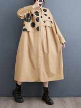 Shoot the new Korean version of fashion autumn polka dot stitching shirt dress thin casual thin trench coat
