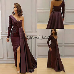 Evening dress women's new one-piece dinner catwalk dress long host with slits to show thin and large size