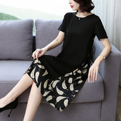 فستان نسائي أنيق جديد موديل 2023 بخياطة من الشيفون فستان نسائي صيفي غير رسمي برقبة دائرية 5*3