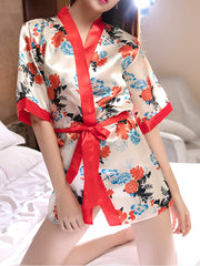 Ladies solid color silk nightgown bathrobe