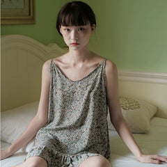 Korean Style Night Dress Women Sleepwear Girls Summer 2021 Nightgown Ladies Cute Sweet Floral Print Skirt Homewear Night Sling
