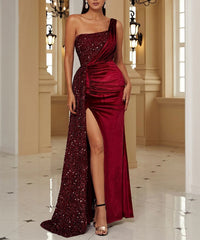 فستان سهرة نسائي أوروبي وأمريكي لعام 2023 فاخر وخفيف الوزن بتصميم حورية البحر باللون الأسود ومضيف للولائم الراقية فستان سهرة واحد مكشوف الكتفين