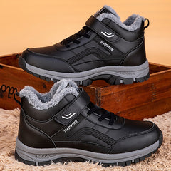 Boots Plush Leather Waterproof Sports Shoes Hunting Shoes Lace Up Outdoor Warm Hiking Boots Men's