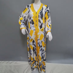 Abaya Dubai Turkey Muslim Long Sleeve Dress Loose Caftan Islamic Clothing For Women African Print Boho Dresses Vestidos Mujer