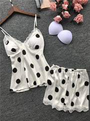 Sexy Ladies Sexy Lingerie Big Polka Dot Ladies Sling Pajamas Home Service Set