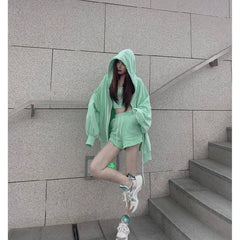 Loungewear Women 3 Pieces Summer Sleepwear Ensembles De Pyjama Nightgown Suits with Shorts Home Wear Roomware 2020