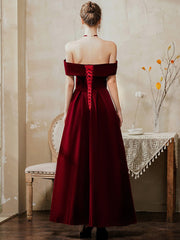 Ladies velvet mid-length tube top one shoulder banquet evening dress LX451